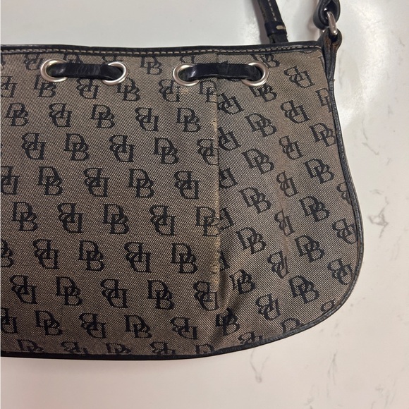 Dooney & Bourke Vintage Cloth Leather Trim Signature MonogramPurse Y2K-Pre Loved - Picture 6 of 16